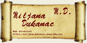 Miljana Dukanac vizit kartica